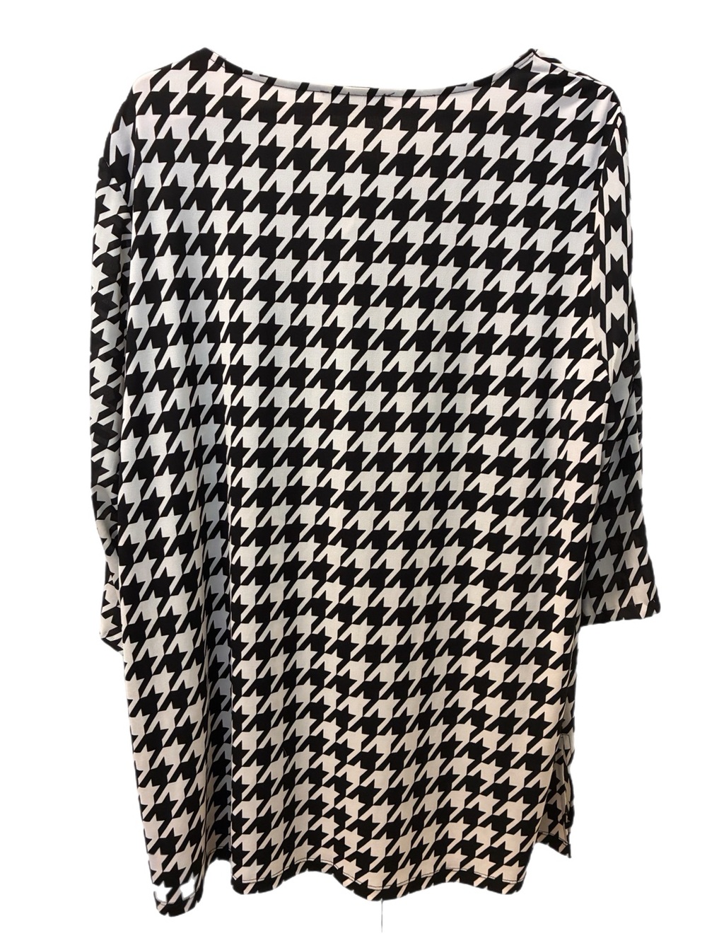 Chaus Black and White Houndstooth 3/4 Sleeve Top - Picture 3 of 6
